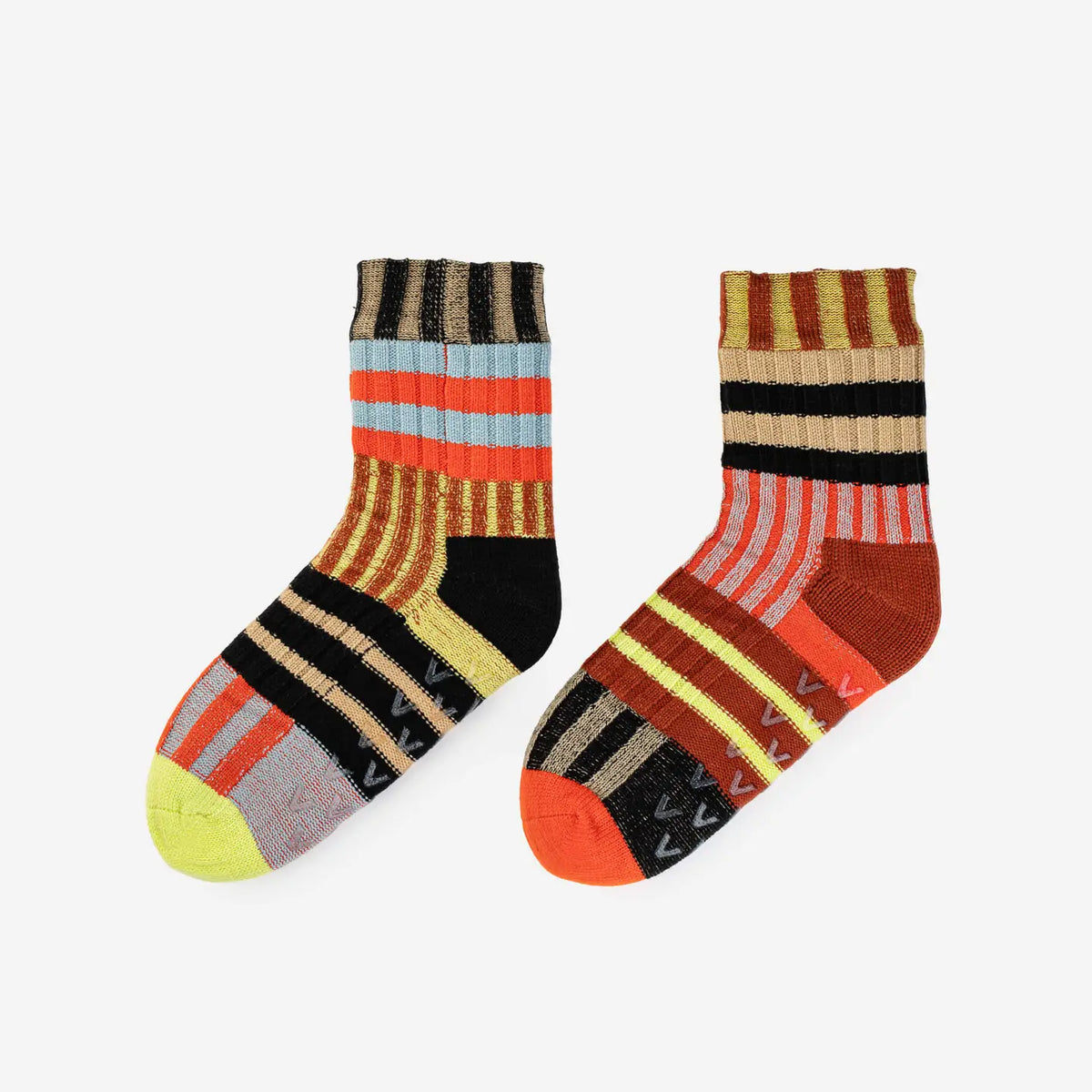 Patchwork Stripe House Socks in Sport L/XL