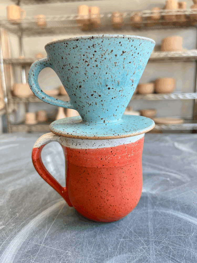Coffee Pourover in Coral from Rachael Pots at Pinch in Northampton, MA