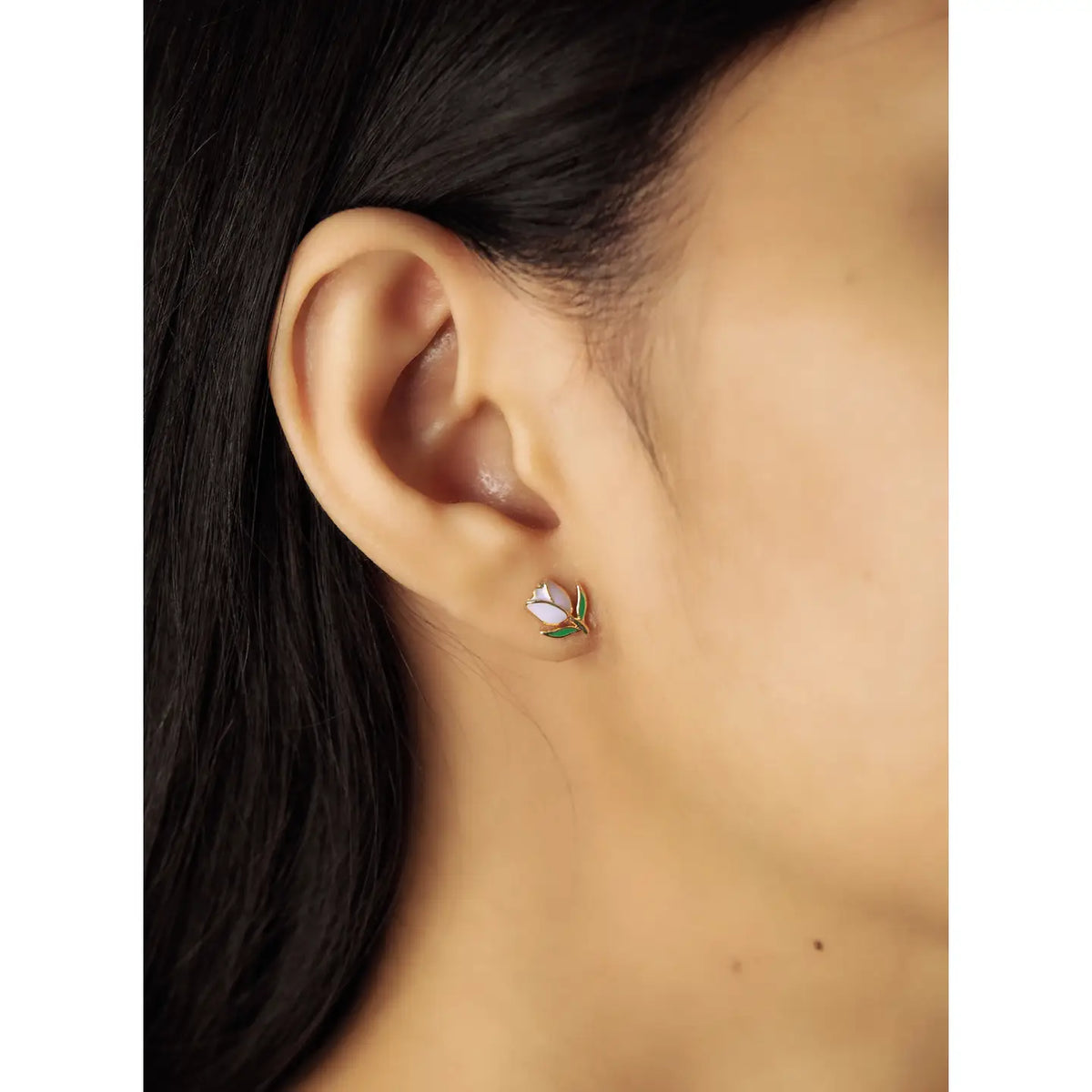 Lavender Enamel Tulip Studs
