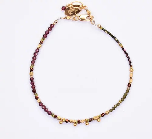 Pulsera de rodita, granate y jade con baño de vermeil de 18 k