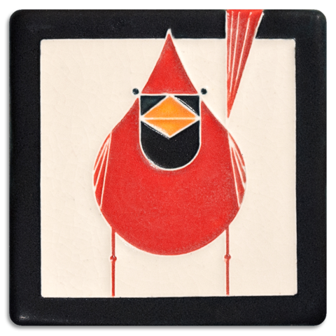 4x4 Cardinal Tile (Charley Harper) by Motawi Tileworks - Motawi Tileworks - Tile - [PINCH]