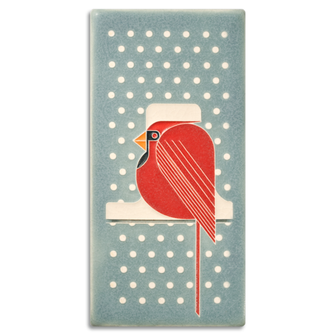 4x8 Cool Cardinal Tile (Charley Harper) by Motawi Tileworks - Motawi Tileworks - Tile - [PINCH]