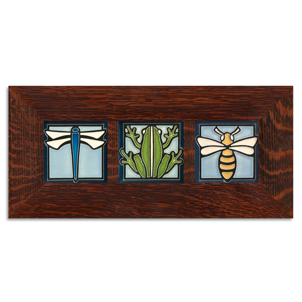 4x4 Animal Framed Tile Set in Light Blue from Motawi Tileworks at Pinch in Northampton, MA