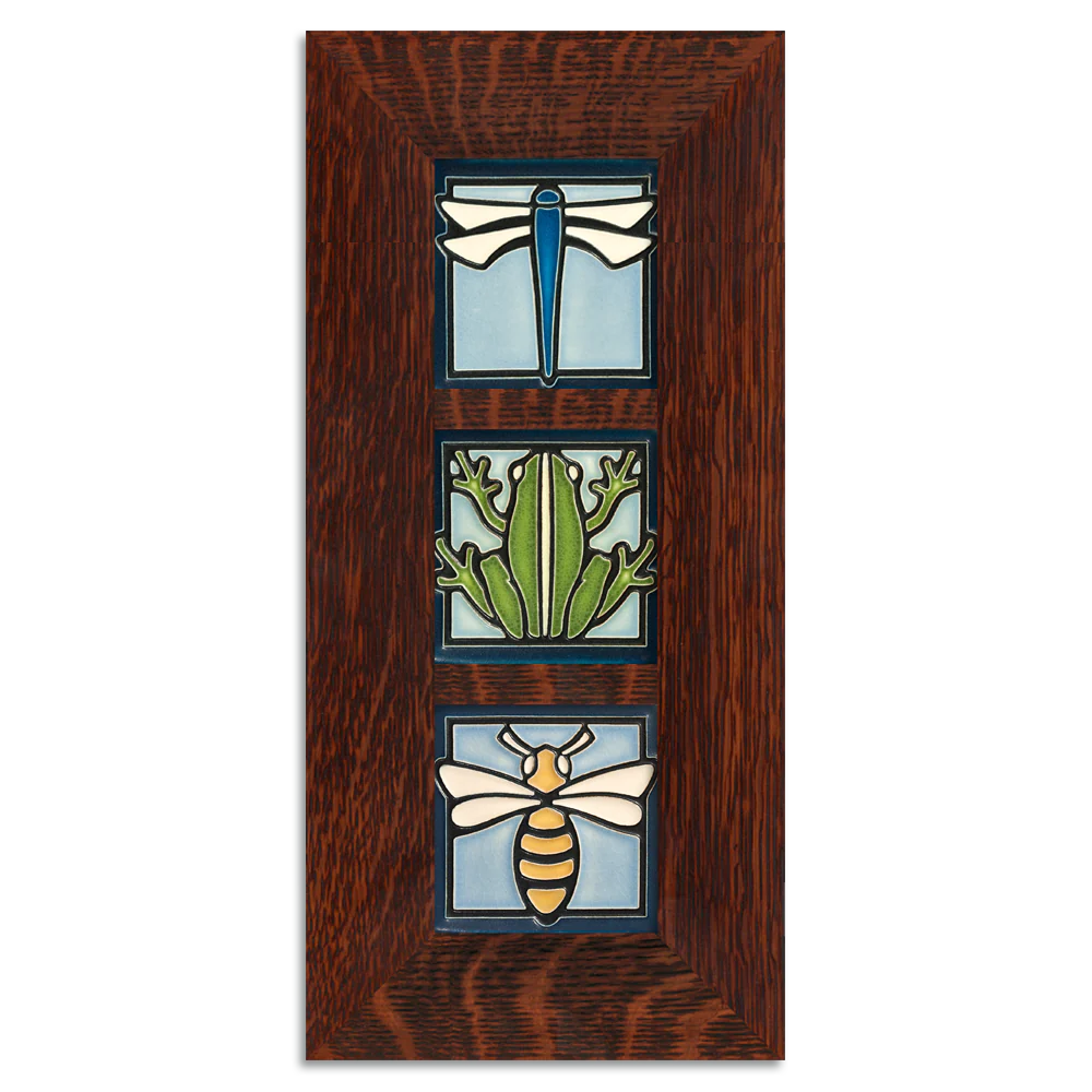 4x4 Animal Framed Tile Set in Light Blue from Motawi Tileworks at Pinch in Northampton, MA