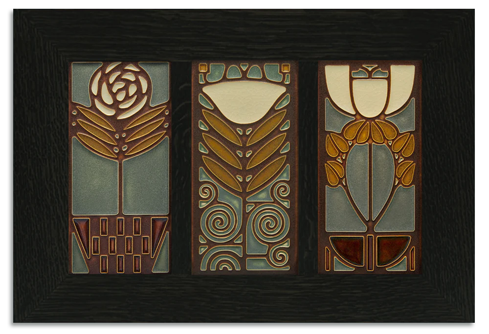 4x8 Dard Hunter Trio Framed Tile Set from Motawi Tileworks at Pinch in Northampton, MA