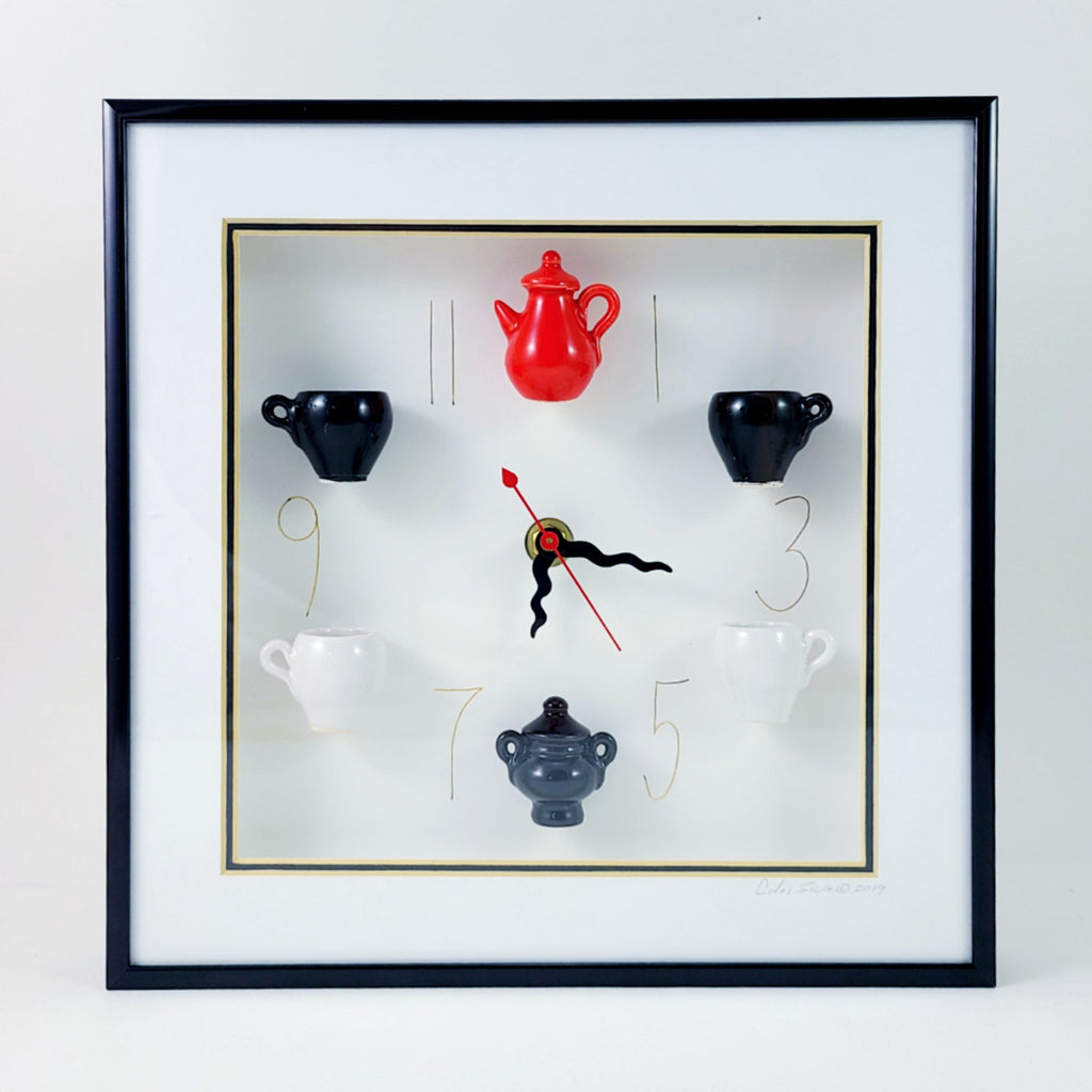 Carlos Silva Centuries Clayworks Ceramic Clock - Black, White, and Red
