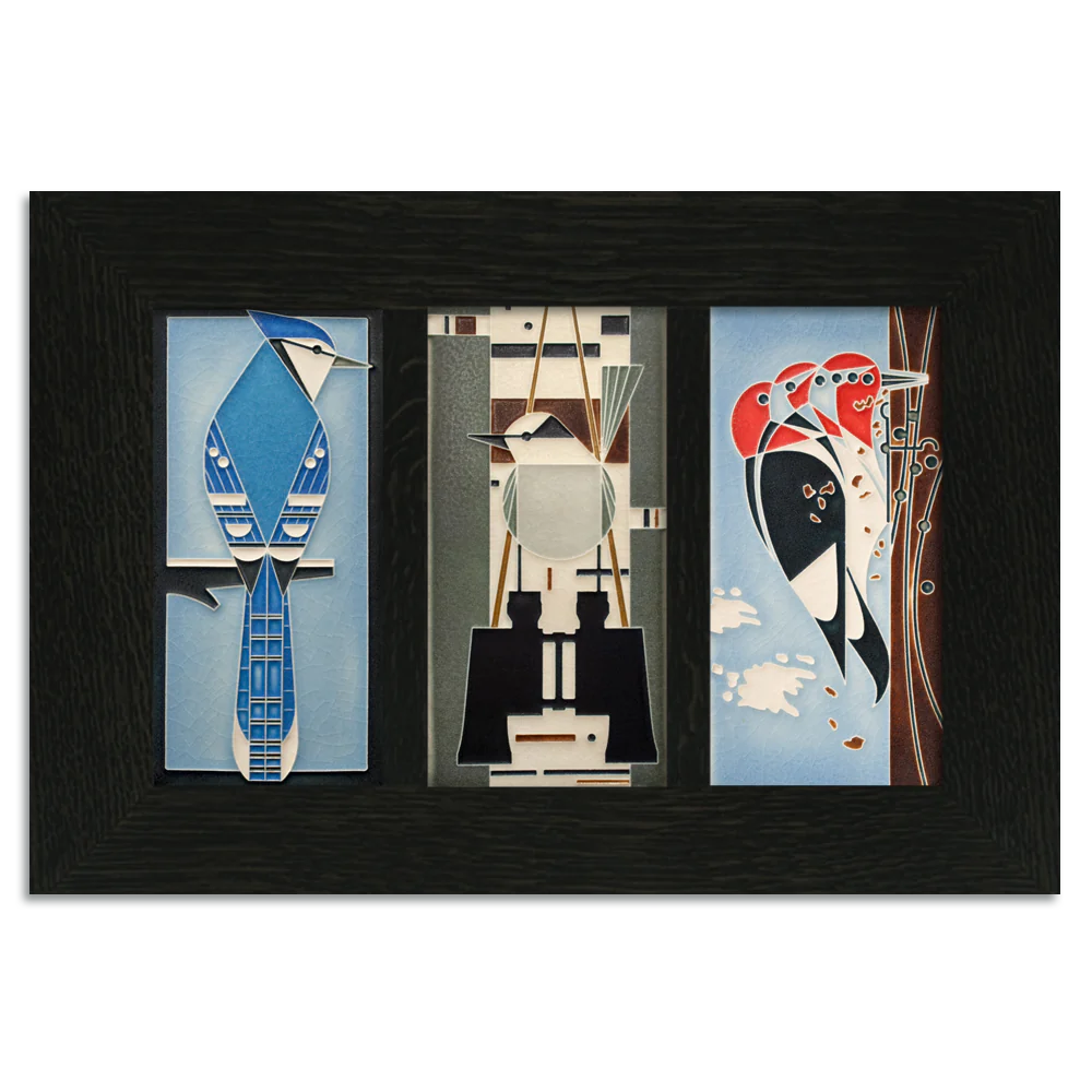 4x8 Charley Harper Birds Framed Tile Set from Motawi Tileworks at Pinch in Northampton, MA