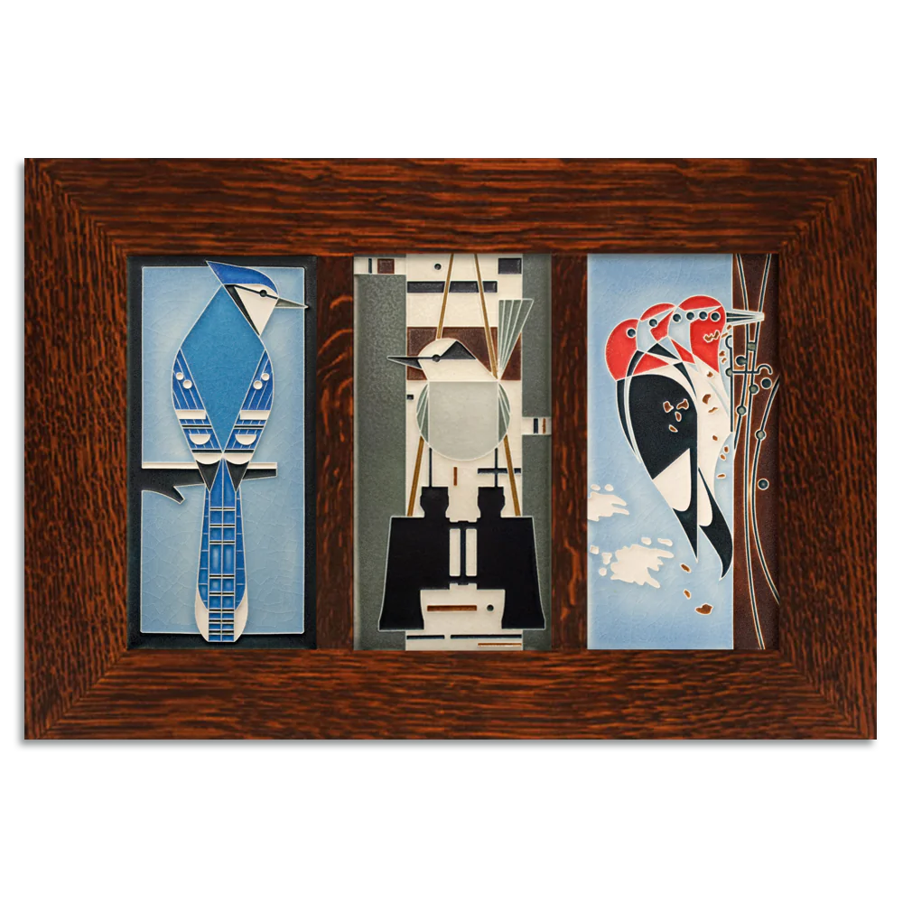 4x8 Charley Harper Birds Framed Tile Set from Motawi Tileworks at Pinch in Northampton, MA