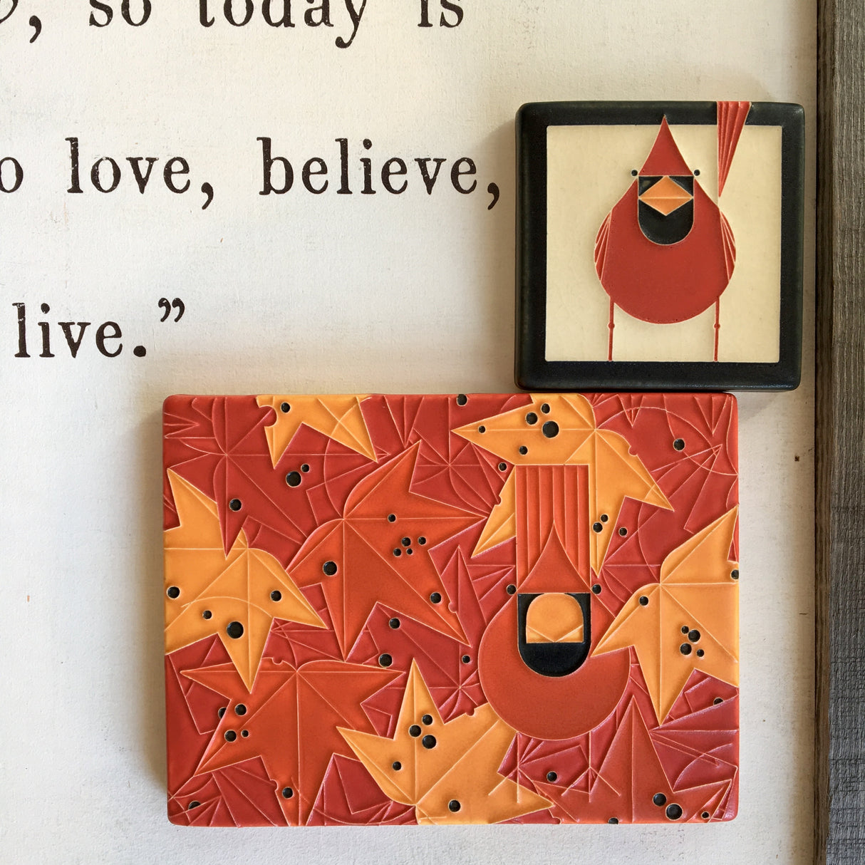 4x4 Cardinal Tile (Charley Harper) from Motawi Tileworks at Pinch in Northampton, MA