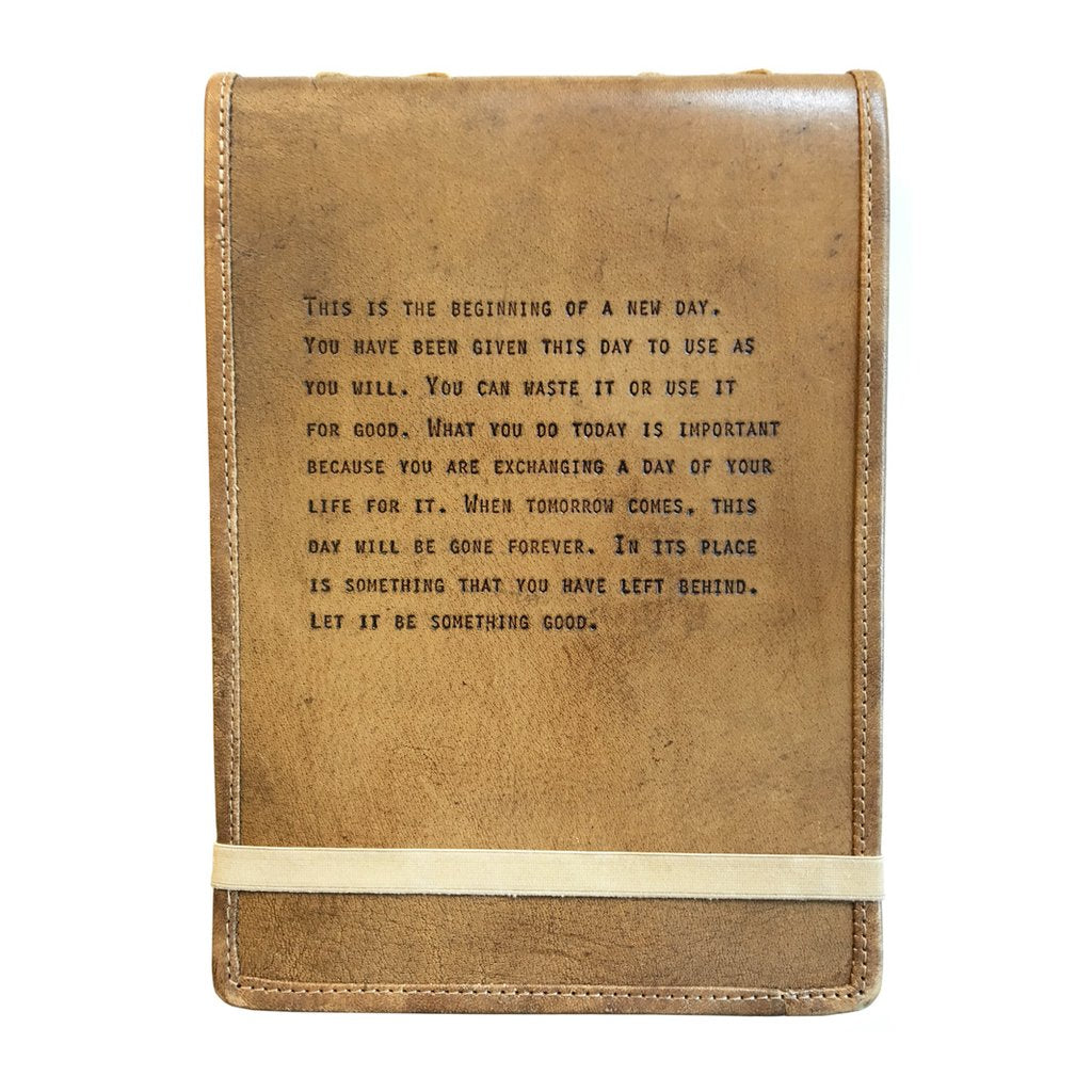 "This is the beginning of a new day..." Leather Journal from Sugarboo Designs at Pinch in Northampton, MA