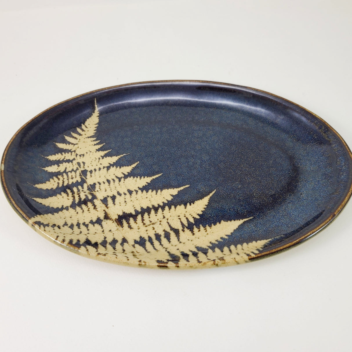 Fern Dark Medium Oval Plate from Kaleidoscope Pottery at Pinch in Northampton, MA