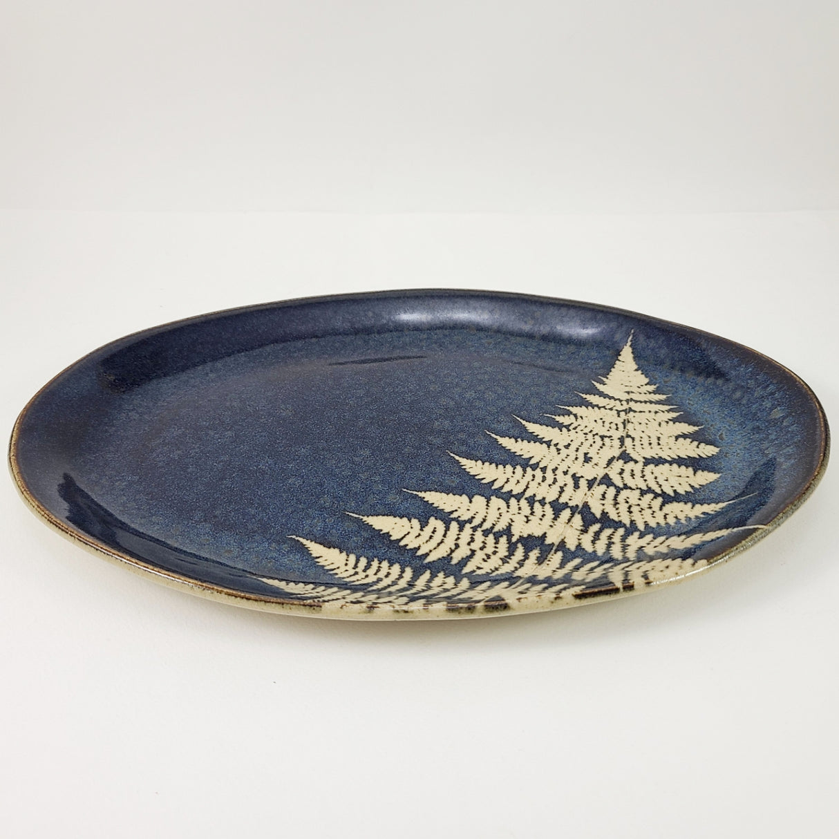 Fern Dark Large Oval Plate from Kaleidoscope Pottery at Pinch in Northampton, MA