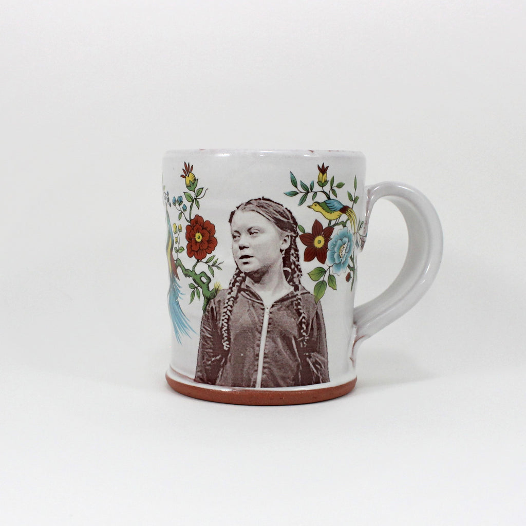 Greta Thunberg Mug with Flowers by Justin Rothshank - Justin Rothshank - mug - PINCH pottery and gift shop