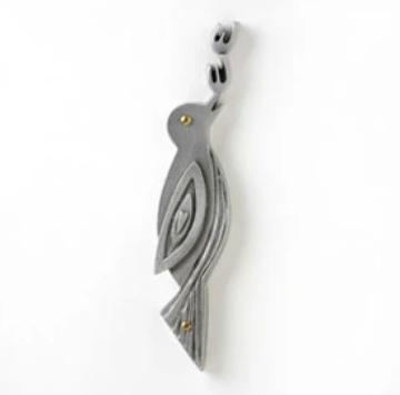 Songbird Mezuzah in Pewter from Emily Rosenfeld at Pinch in Northampton, MA