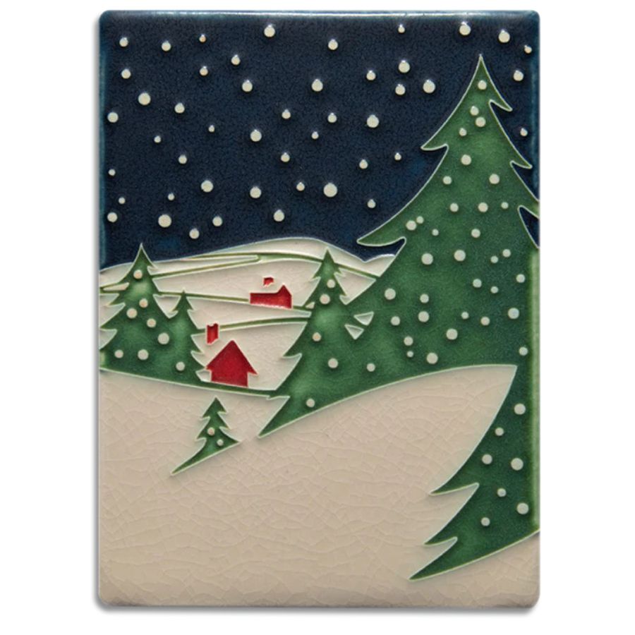 6x8 Snowy Night Tile in Midnight from Motawi Tileworks at Pinch in Northampton, MA