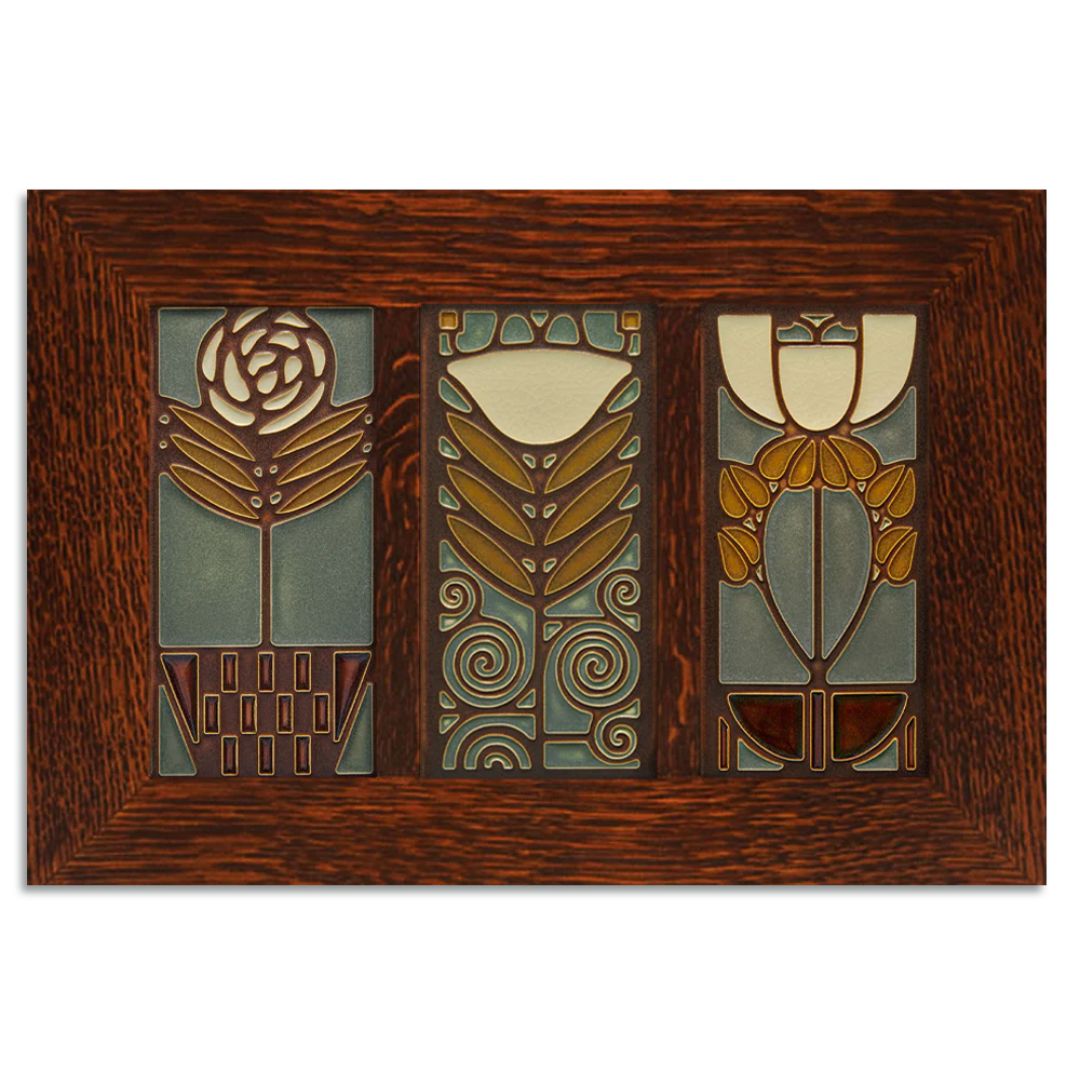 4x8 Dard Hunter Trio Framed Tile Set from Motawi Tileworks at Pinch in Northampton, MA