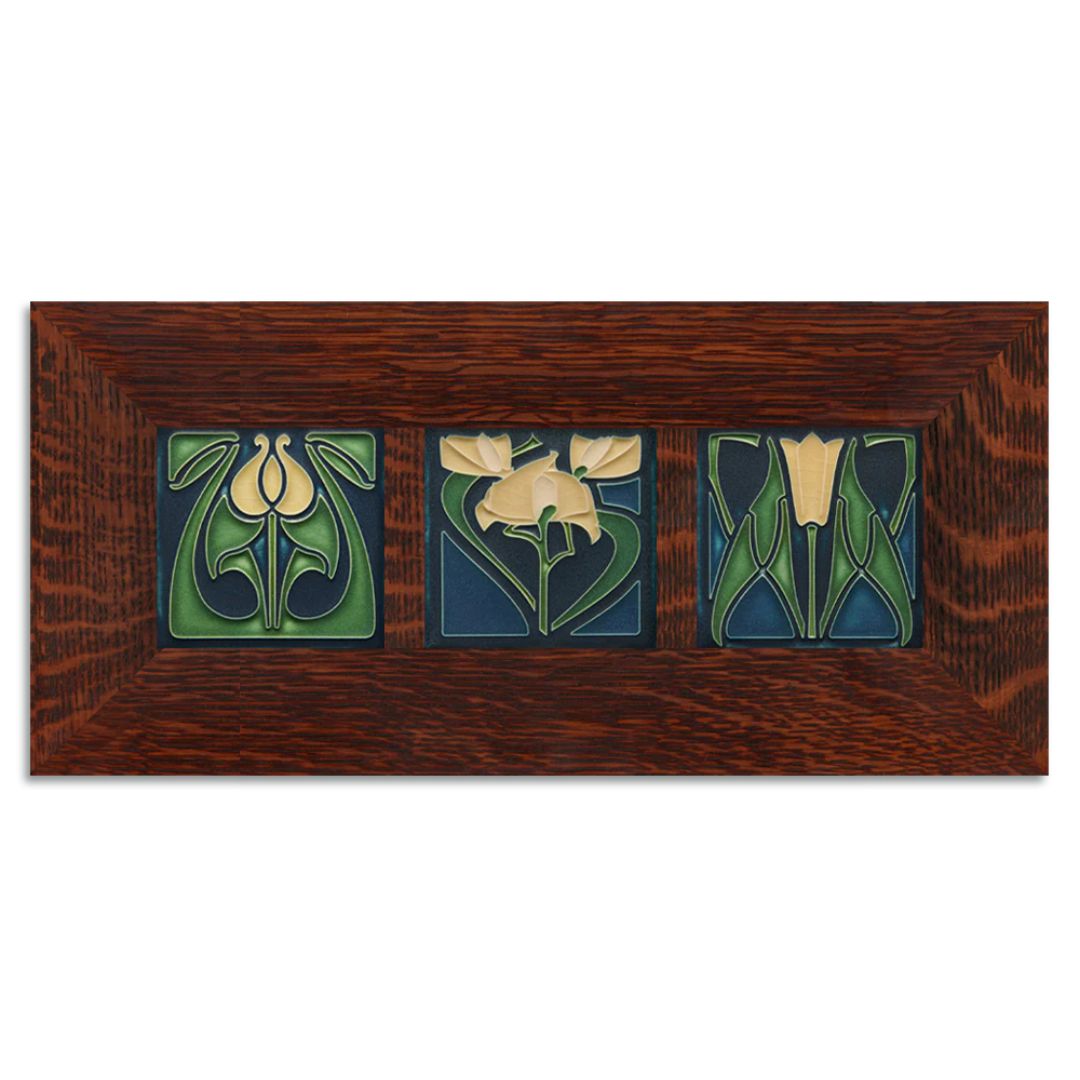 4x4 Florals Framed Tile Set in Indigo from Motawi Tileworks at Pinch in Northampton, MA