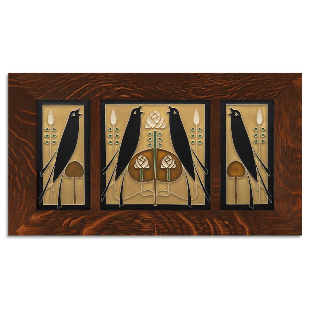 4x8 & 8x8 Songbirds Framed Tile Set in Golden from Motawi Tileworks at Pinch in Northampton, MA