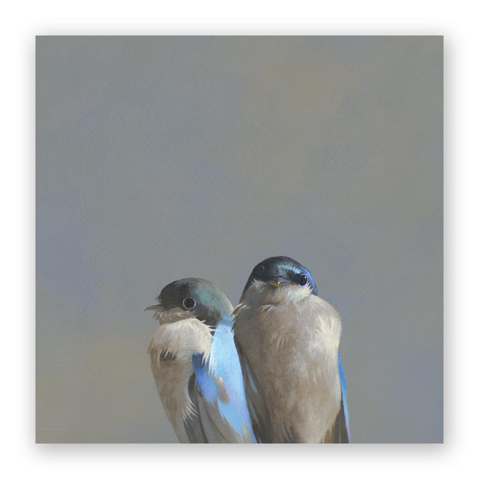Swallow Pair 10x10 Wooden Panel from The Mincing Mockingbird at Pinch in Northampton, MA