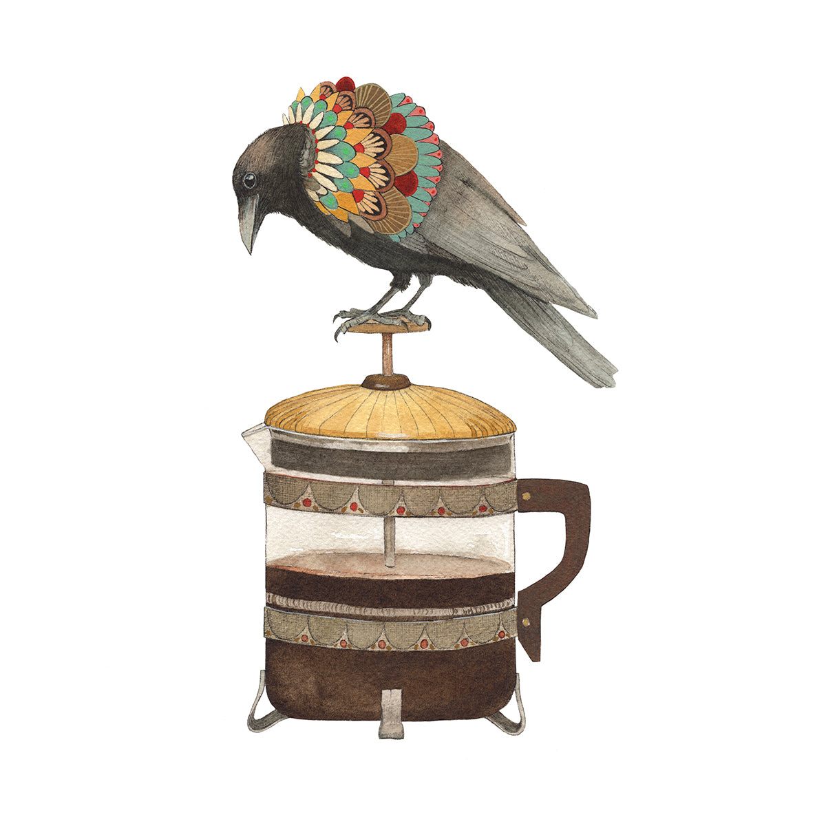 Woodland Kitchen: Dennis the Coffee Crow 8x10 Print at PINCH
