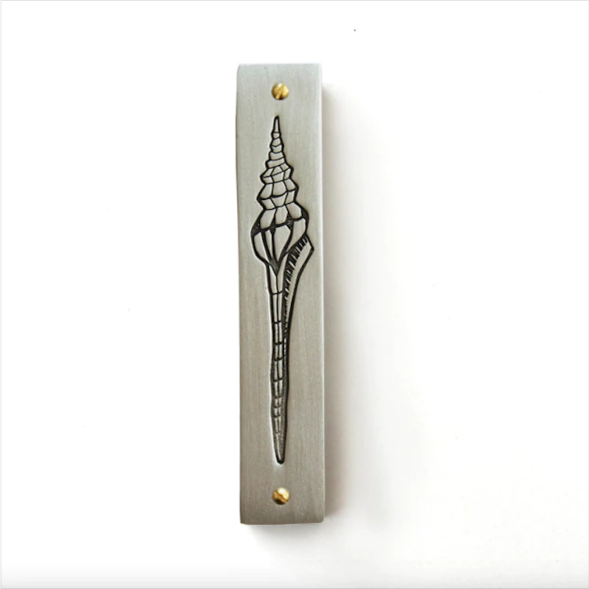 Shell Mezuzah in Pewter from Emily Rosenfeld at Pinch in Northampton, MA