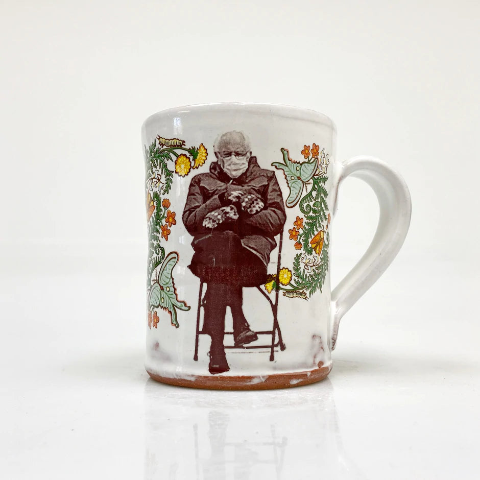 Bernie Sanders with Mittens Floral Mug from Justin Rothshank at Pinch in Northampton, MA