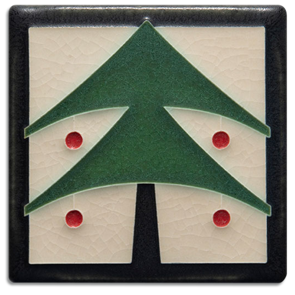4x4 Christmas Tree Tile in Peppermint from Motawi Tileworks at Pinch in Northampton, MA