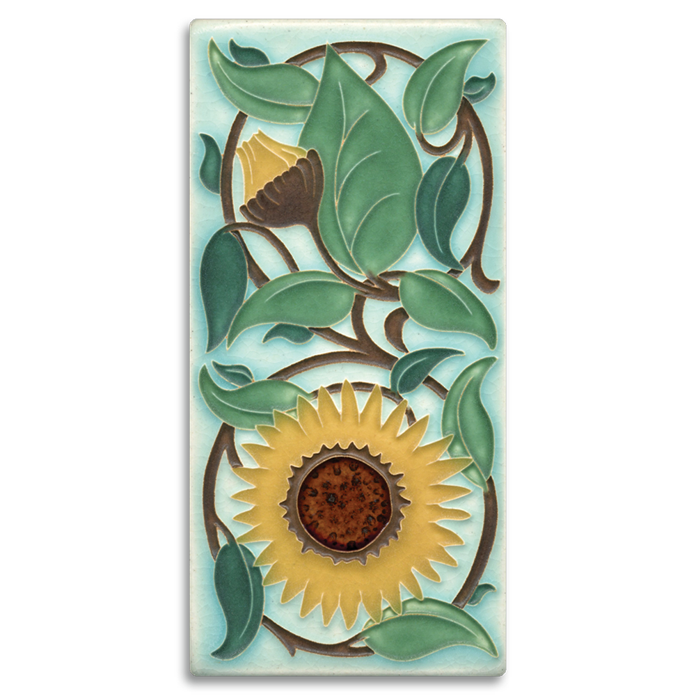 4x8 Sunflower Tile in Light Blue from Motawi Tileworks at Pinch in Northampton, MA