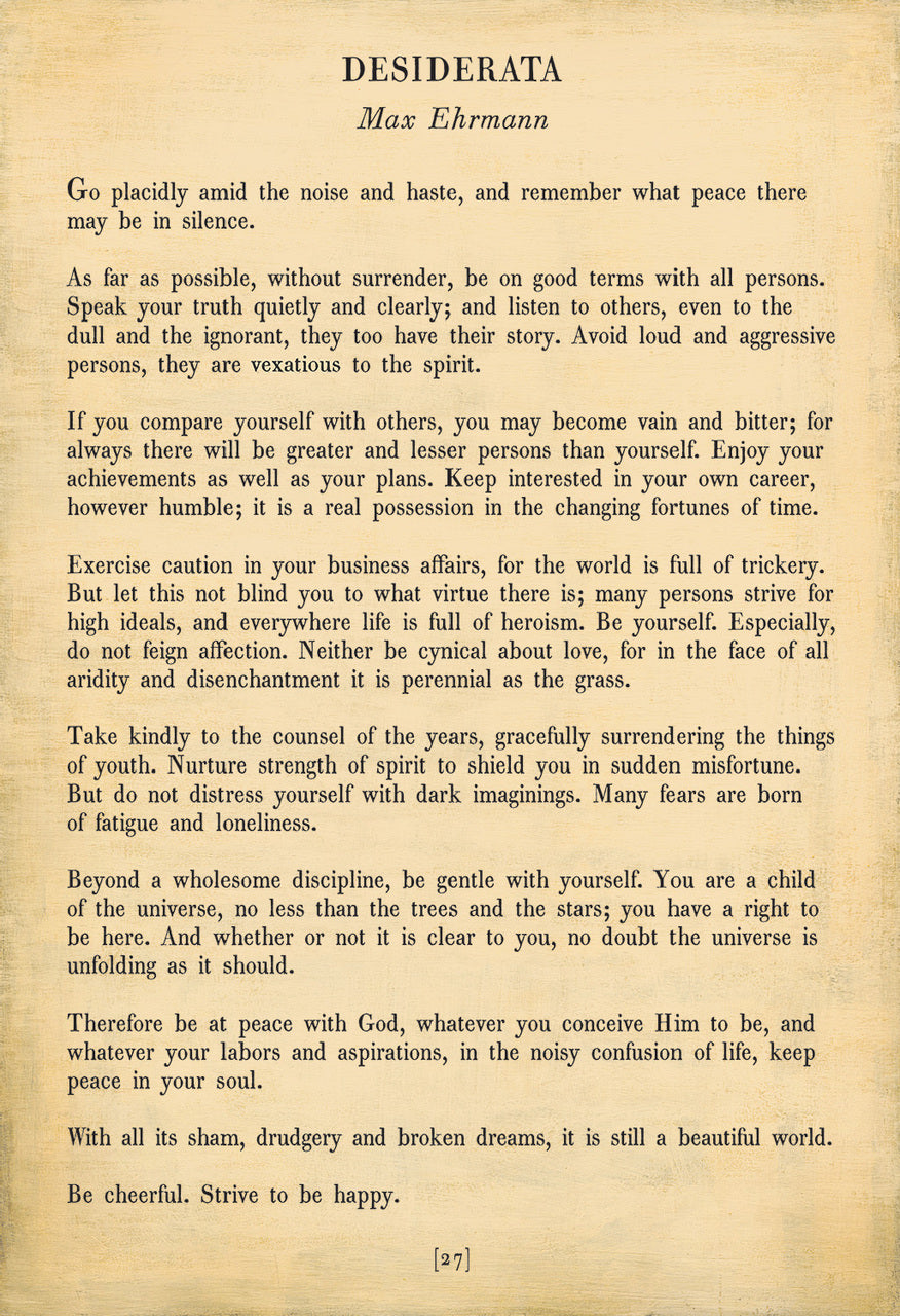 "Desiderata" Art Print (Poetry Collection) at PINCH
