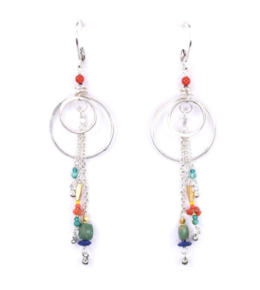 Sterling Silver Earrings with Turquoise, Lapis, & Coral from Chipita at Pinch in Northampton, MA