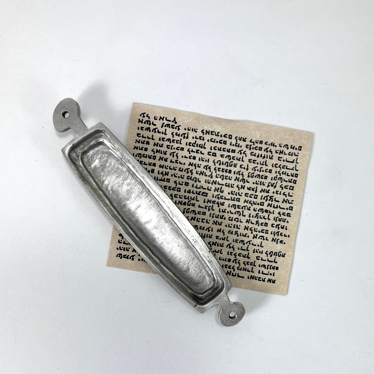 Couple Mezuzah in Pewter from Emily Rosenfeld at Pinch in Northampton, MA