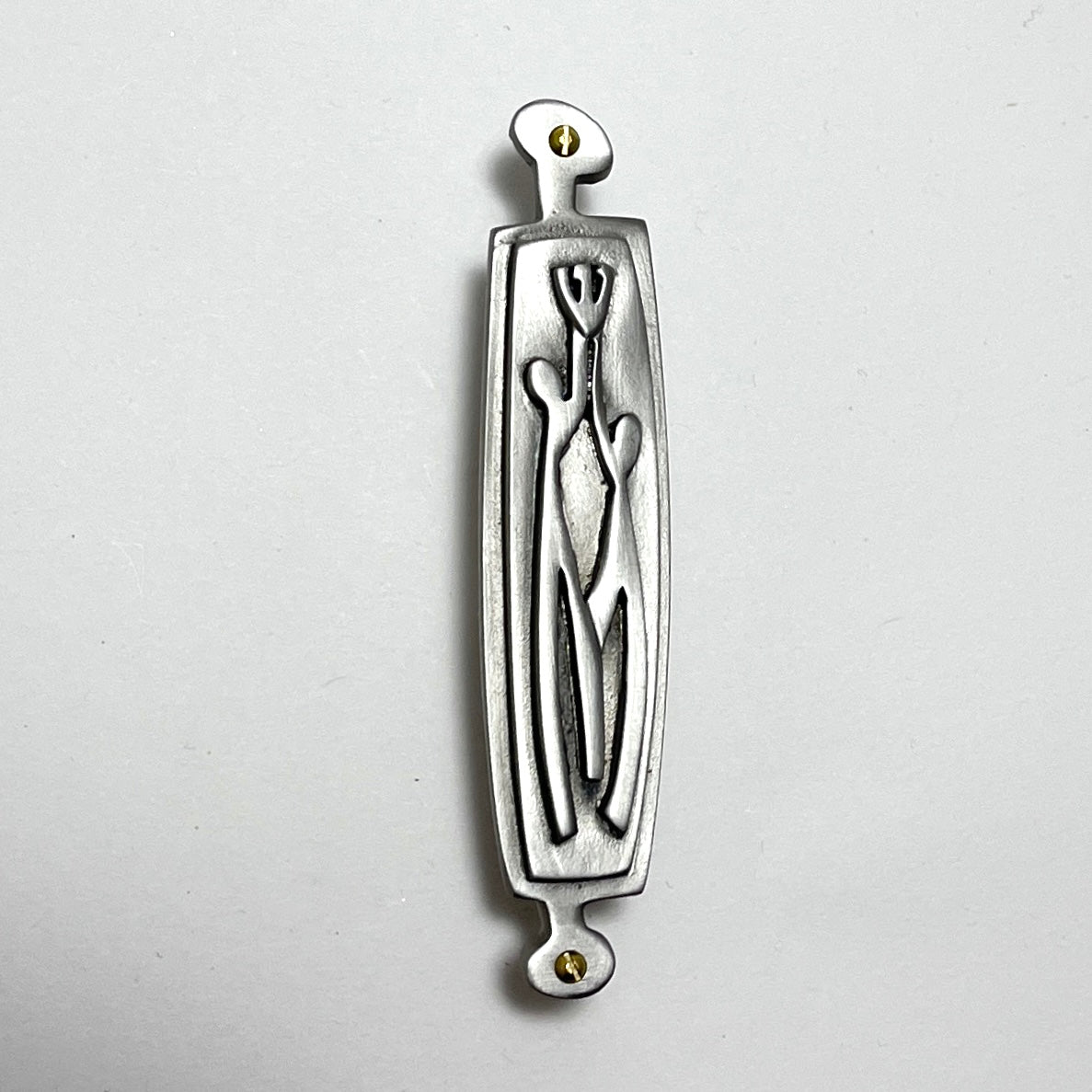 Couple Mezuzah in Pewter from Emily Rosenfeld at Pinch in Northampton, MA