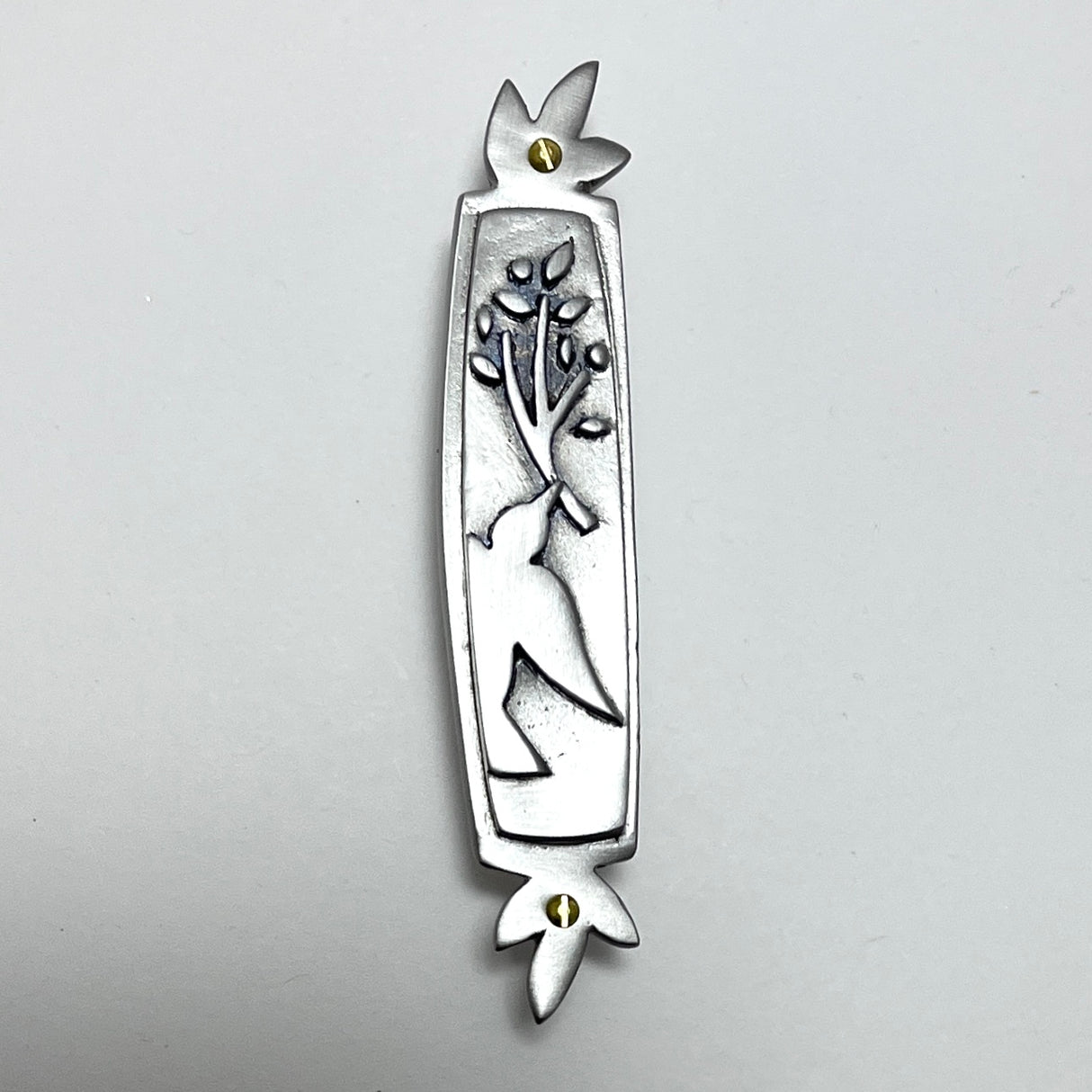 Dove Mezuzah in Pewter from Emily Rosenfeld at Pinch in Northampton, MA