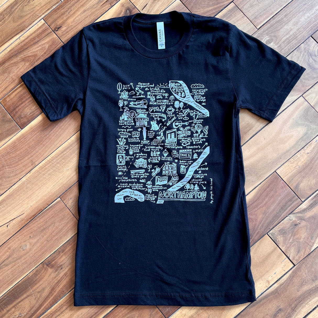 T-Shirt Northampton Map in Black with White Ink from Pinch at Pinch in Northampton, MA