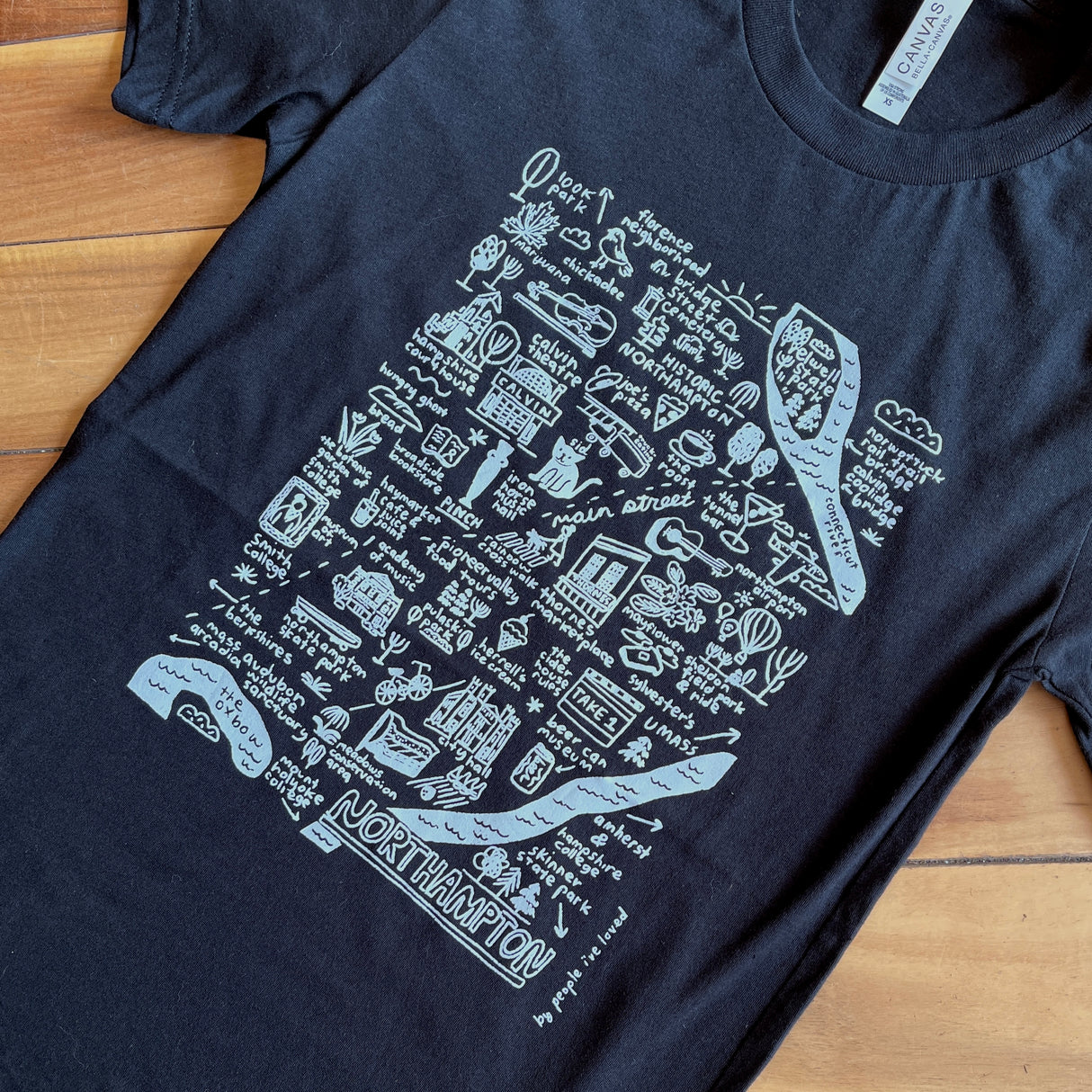 T-Shirt Northampton Map in Black with White Ink from Pinch at Pinch in Northampton, MA