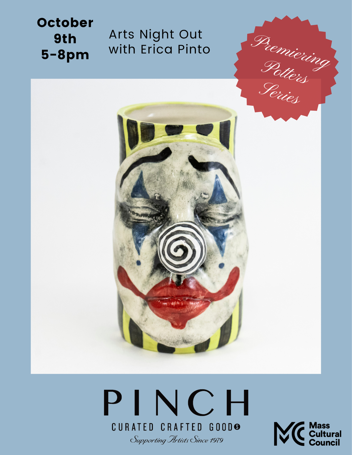 Premiering Potters Series with Erica Pinto for October Arts Night Out