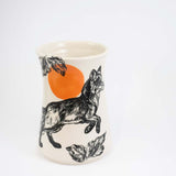Large Fox & Sun Vase