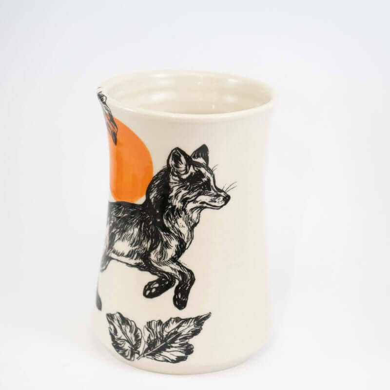 Large Fox & Sun Vase