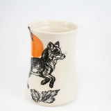 Large Fox & Sun Vase
