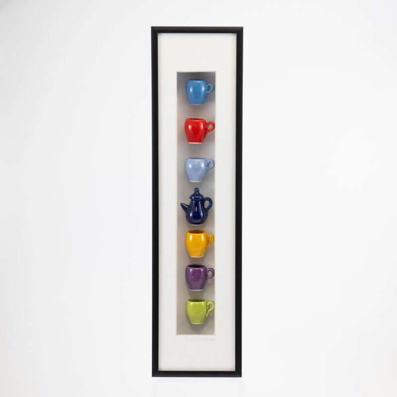 4x16 Vertical Shadowbox with Navy Teapot