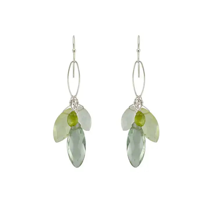 Green Amethyst, Moonstone & Peridot Earrings in Sterling at PINCH