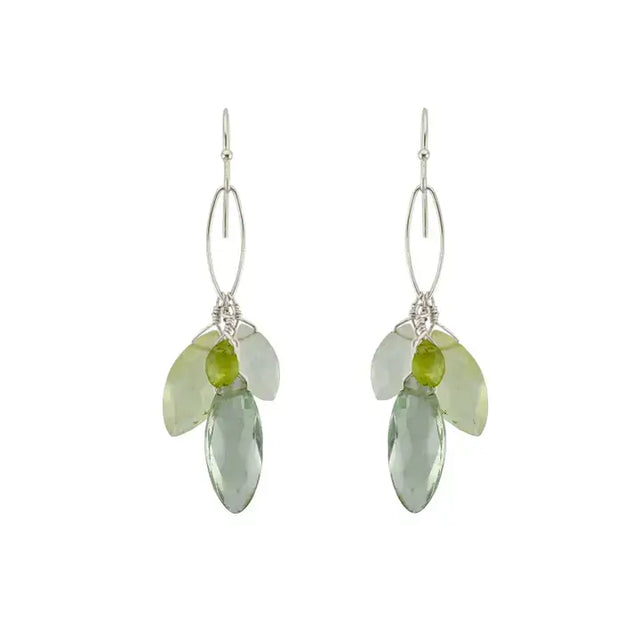 Green Amethyst, Moonstone & Peridot Earrings in Sterling at PINCH