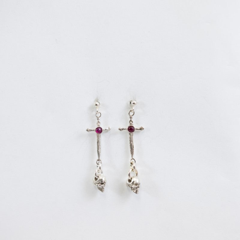 Immortal Calavera Earrings with Ruby