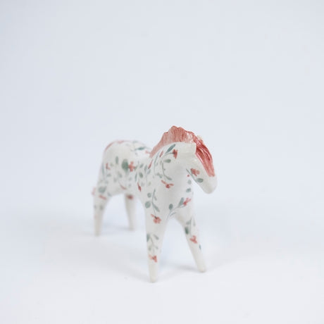 Horse with Pink Flowers Sculpture