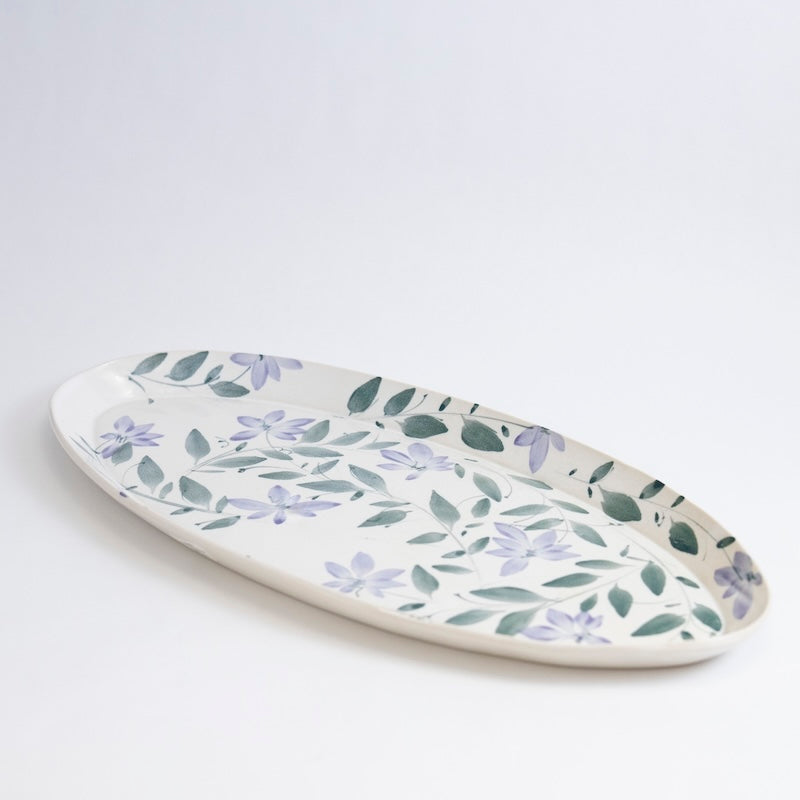 Oval Platter with Scattered Flowers