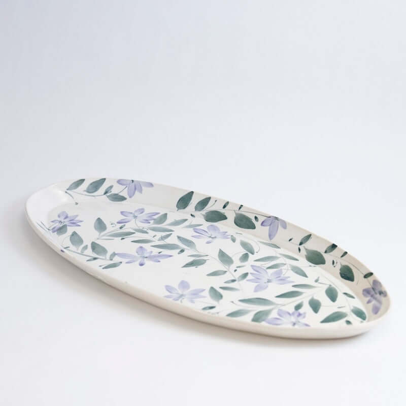 Oval Platter with Scattered Flowers