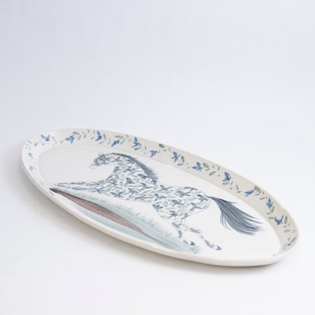 Oval Platter with a Flowered Horse
