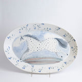 Large Oval Platter with a Horse and Blue Flowers