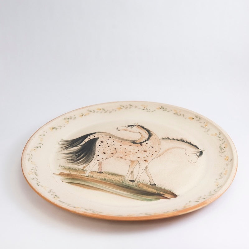 Large Round Platter with Two Horses