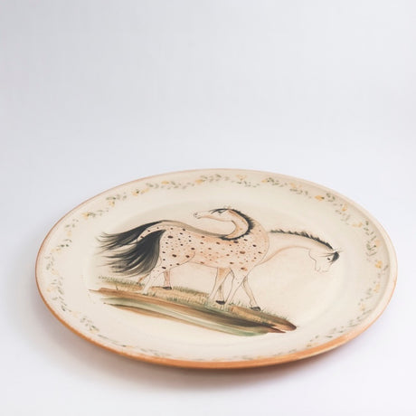 Large Round Platter with Two Horses